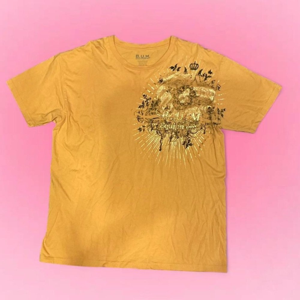 ✨Vintage B.U.M. Equipment Men's Yellow Graphic Tee